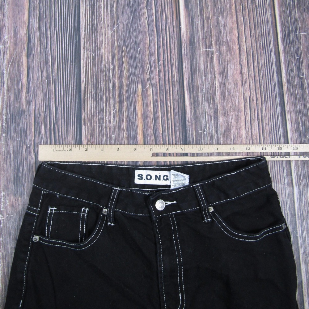 S.O.N.G. Pants Juniors 7/28 Black Cargo Twill Relaxed Fit Cotton Zip Fly Pockets - Picture 4 of 7